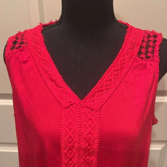 NWOT All in Love Medium Red Blouse with Lace Embellishment - Picture 4 of 4